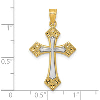 14K Two-Tone Gold Diamond-Cut Polished Passion Cross Pendant - Unisex Design by Oro Pregiato