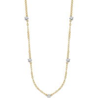 14K Two-Tone Gold Diamond-Cut Star Station Necklace with 16" Chain and 2" Extender by 0