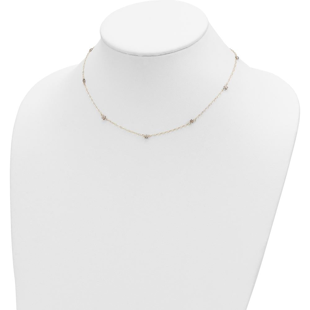 14K Two-Tone Gold Diamond-Cut Star Station Necklace with 16" Chain and 2" Extender by 0