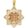 14K Two-Tone Gold Diamond-Cut Sunflower Pendant by Oro Pregiato