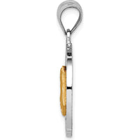 14K Two-Tone Gold Diamond-Cut Virgin Mary Pendant with Polished and Brushed Finish - 26mm Length by Oro Pregiato