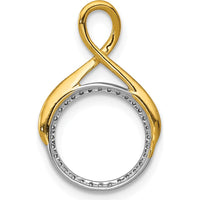 14K Two-Tone Gold Diamond Fancy Circle Pendant with Round Diamonds - 0.10 Carat Total Diamond Weight by Monteluci Fine Jewelry
