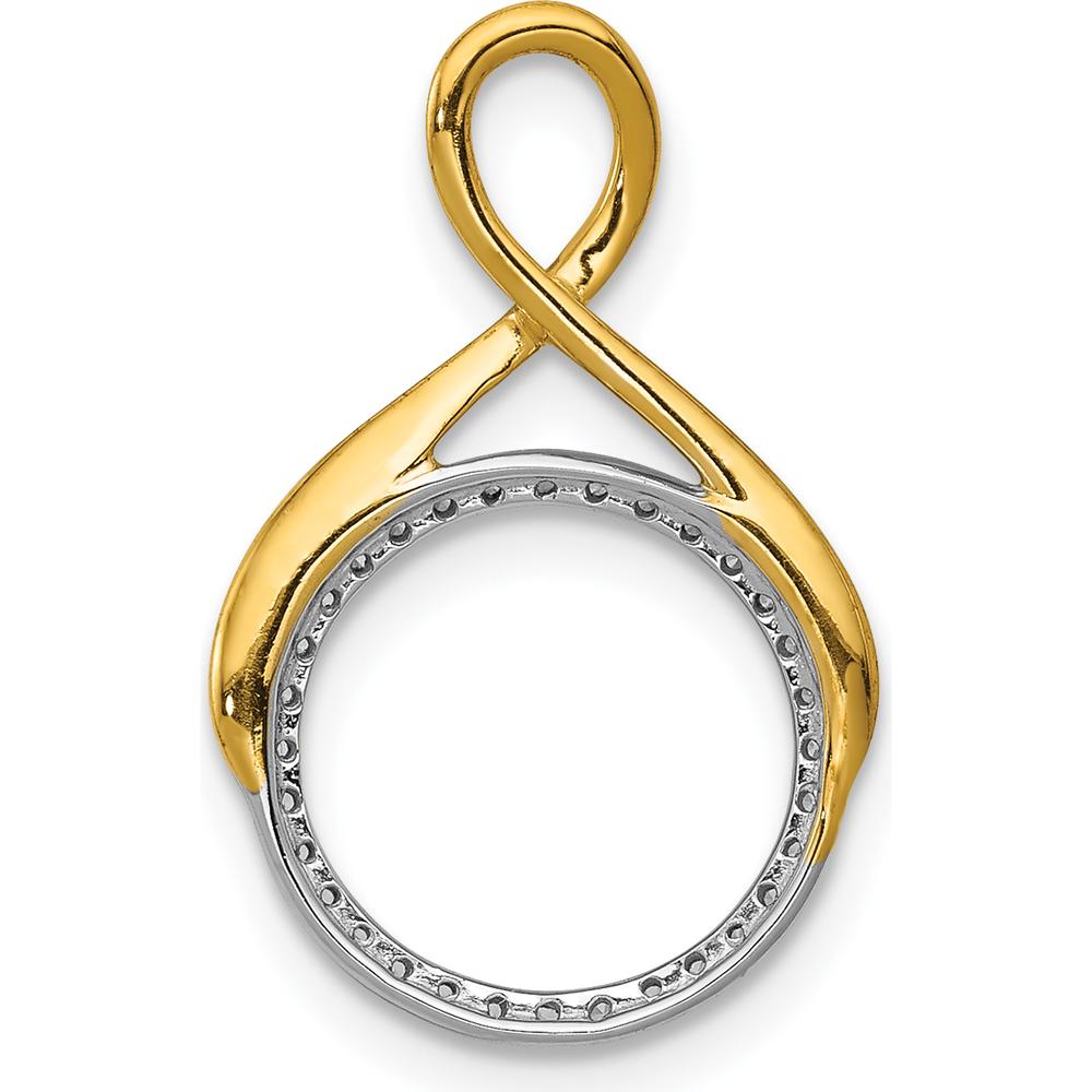14K Two-Tone Gold Diamond Fancy Circle Pendant with Round Diamonds - 0.10 Carat Total Diamond Weight by Monteluci Fine Jewelry