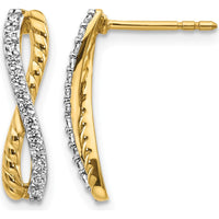 14K Two-Tone Gold Diamond Fancy Twist Drop Earrings - 0.21 Carats Total Diamond Weight by Monteluci Fine Jewelry