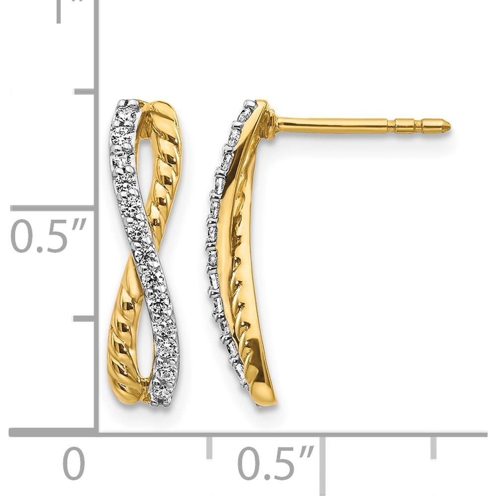 14K Two-Tone Gold Diamond Fancy Twist Drop Earrings - 0.21 Carats Total Diamond Weight by Monteluci Fine Jewelry