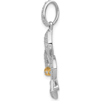 14K Two-Tone Gold Diamond Fleur De Lis Pendant - 1/5 Carat Total Diamond Weight by Monteluci Fine Jewelry