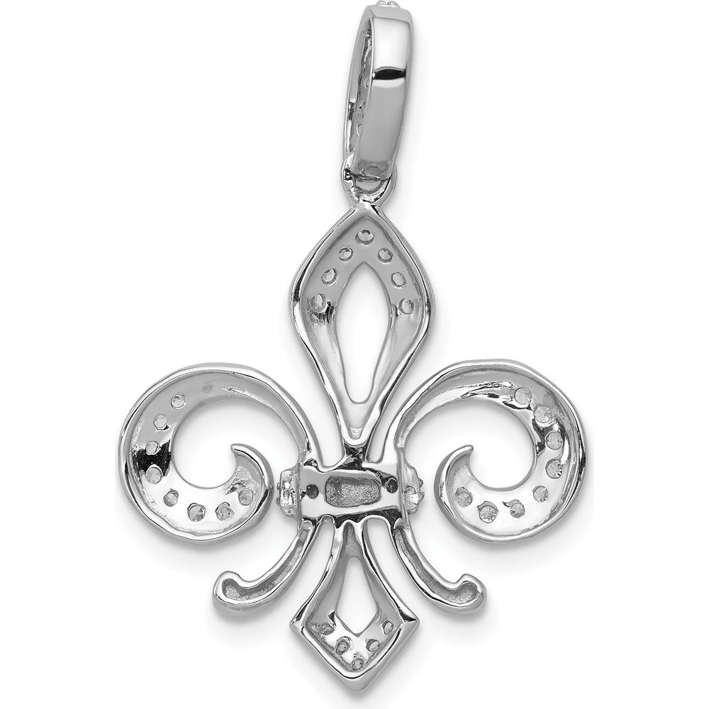 14K Two-Tone Gold Diamond Fleur De Lis Pendant - 1/5 Carat Total Diamond Weight by Monteluci Fine Jewelry