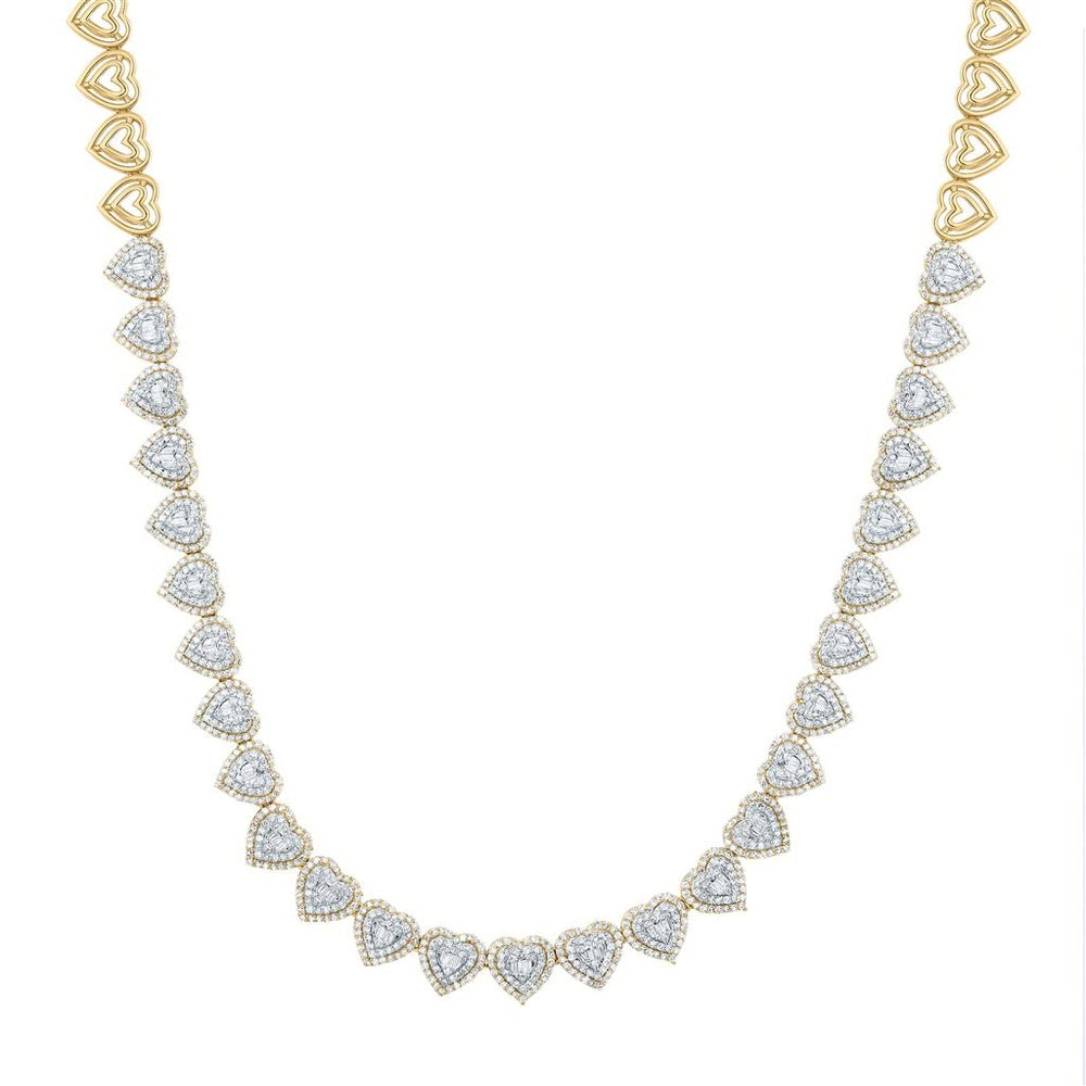 14K Two-Tone Gold Diamond Heart 17-Inch Necklace - 4 1/4 Carat Total Diamond Weight