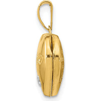 14K Two-Tone Gold Diamond Heart Locket with Poem and Reversible Design by Monteluci Fine Jewelry