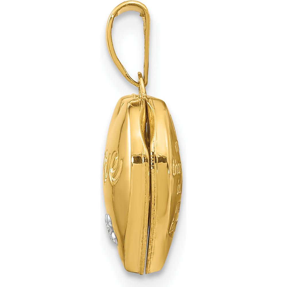 14K Two-Tone Gold Diamond Heart Locket with Poem and Reversible Design by Monteluci Fine Jewelry