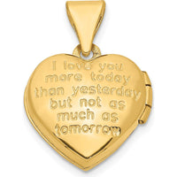 14K Two-Tone Gold Diamond Heart Locket with Poem and Reversible Design by Monteluci Fine Jewelry