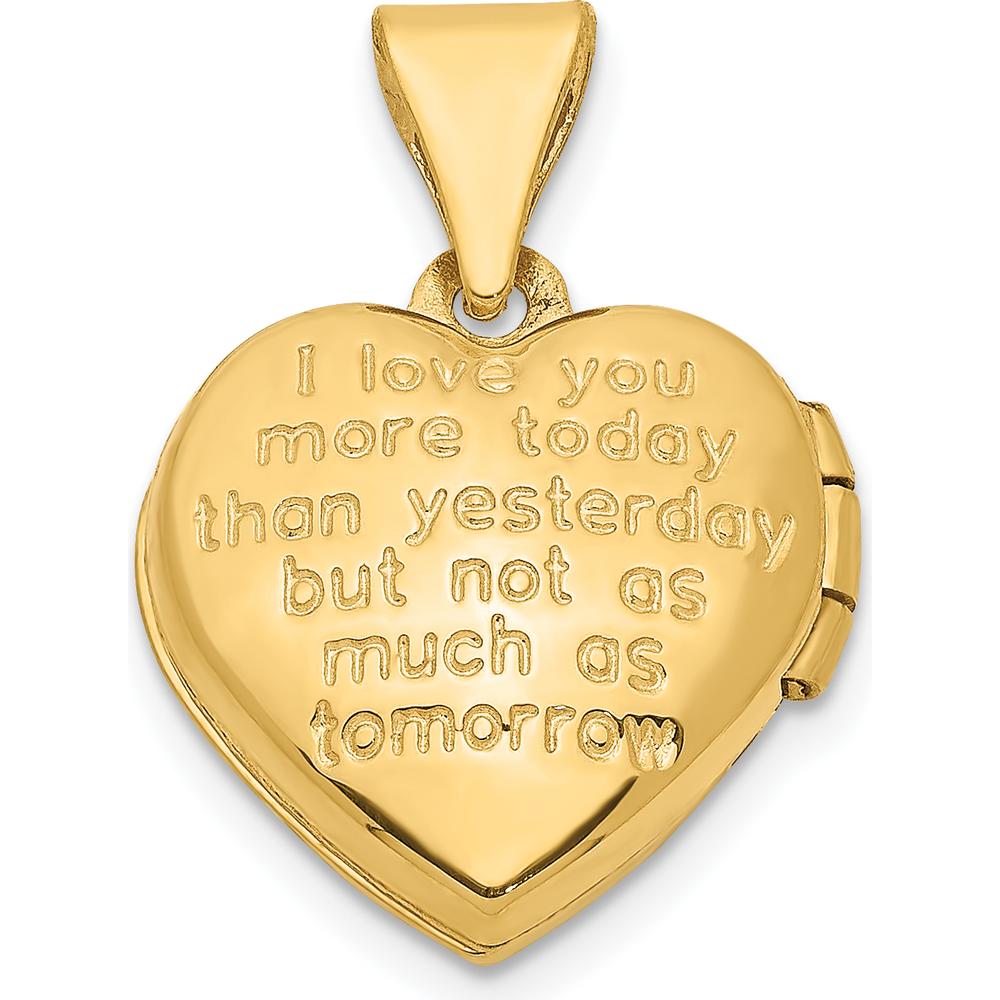 14K Two-Tone Gold Diamond Heart Locket with Poem and Reversible Design by Monteluci Fine Jewelry