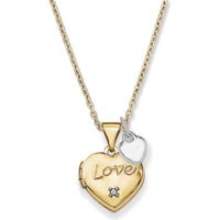 14K Two-Tone Gold Diamond Heart Locket with Poem and Reversible Design by Monteluci Fine Jewelry