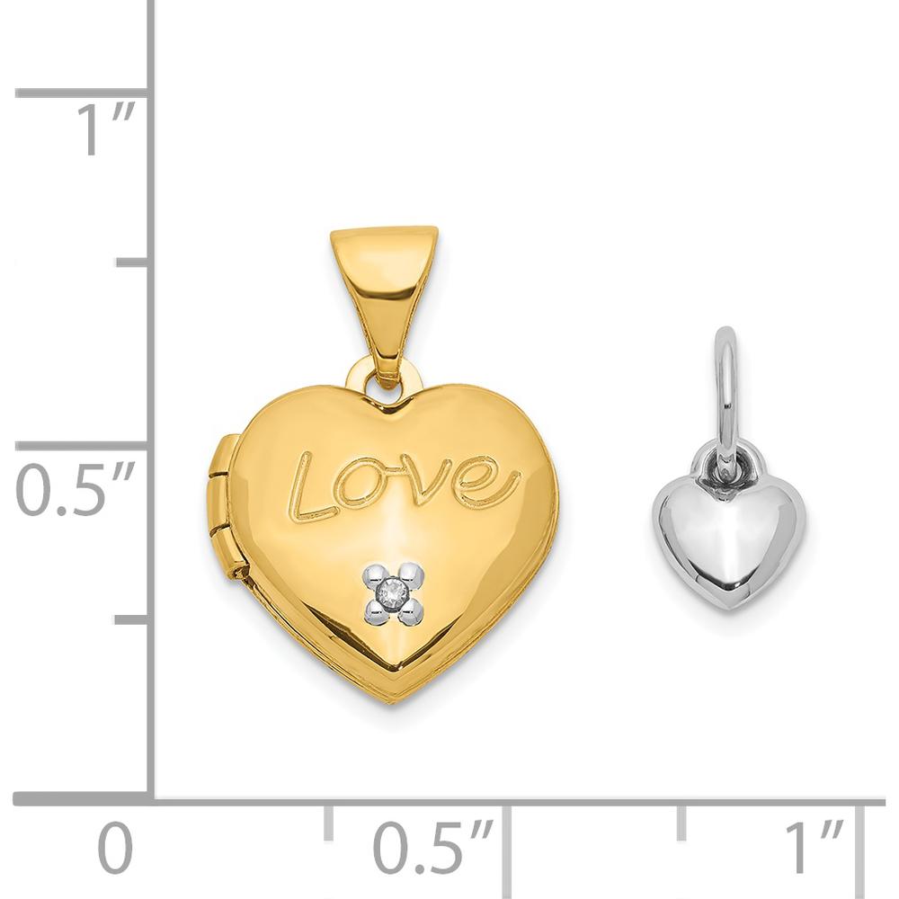 14K Two-Tone Gold Diamond Heart Locket with Poem and Reversible Design by Monteluci Fine Jewelry