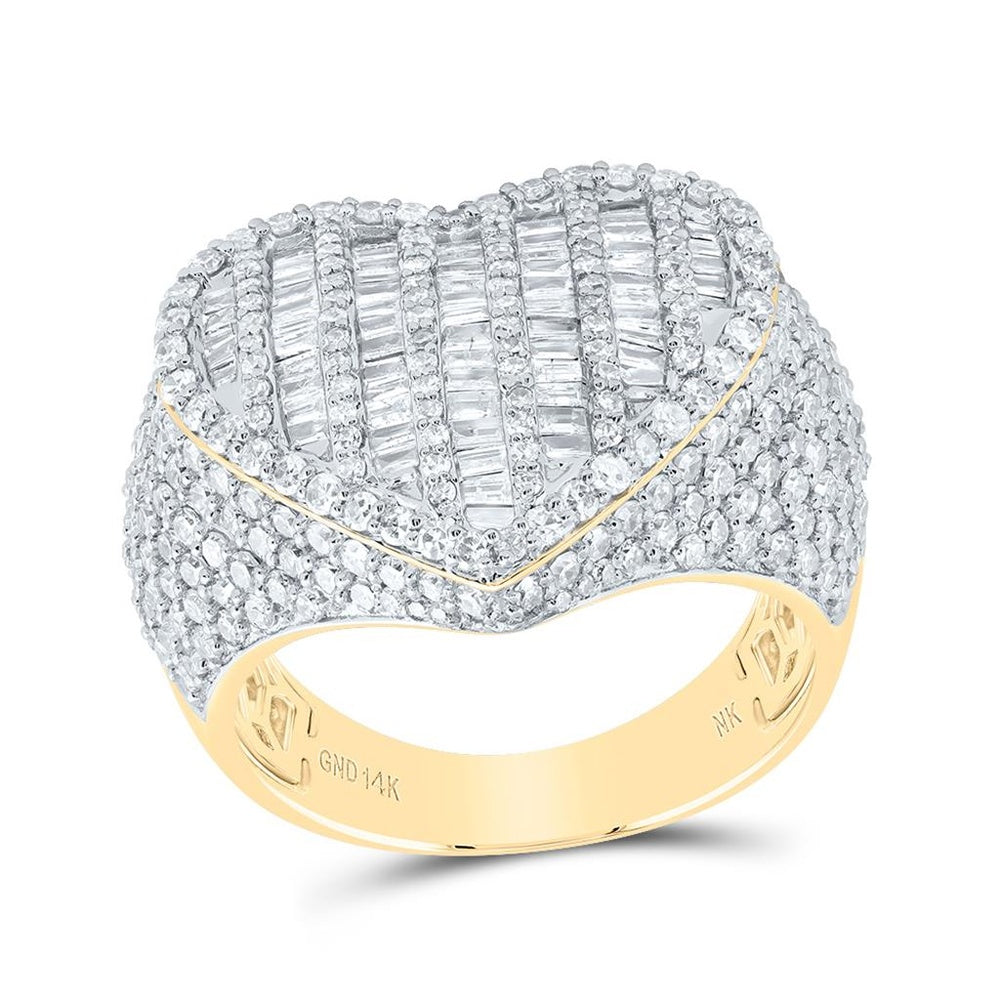 14K Two-Tone Gold Diamond Heart Ring - 2 1/4 Carat Total Diamond Weight