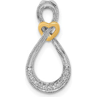 14K Two-Tone Gold Diamond Infinity Heart Pendant with Round Diamonds - 0.007 Carat Total Diamond Weight by Monteluci Fine Jewelry