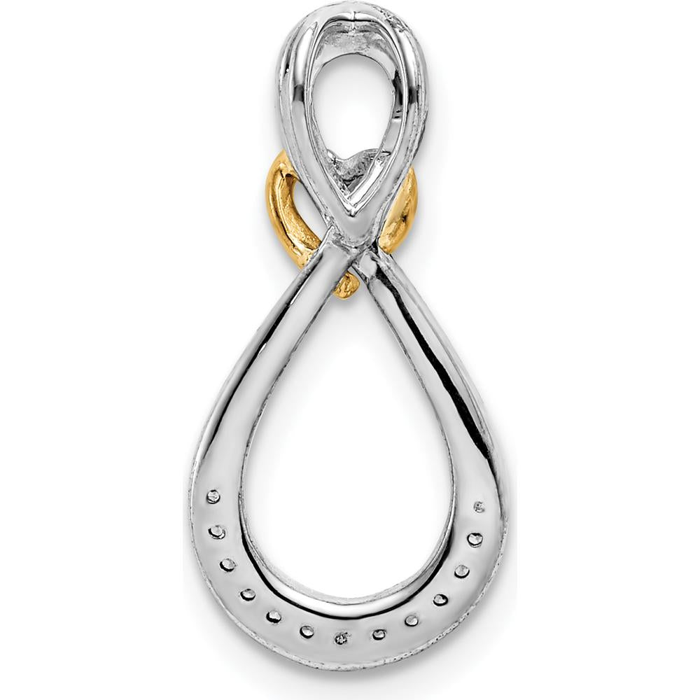 14K Two-Tone Gold Diamond Infinity Heart Pendant with Round Diamonds - 0.007 Carat Total Diamond Weight by Monteluci Fine Jewelry