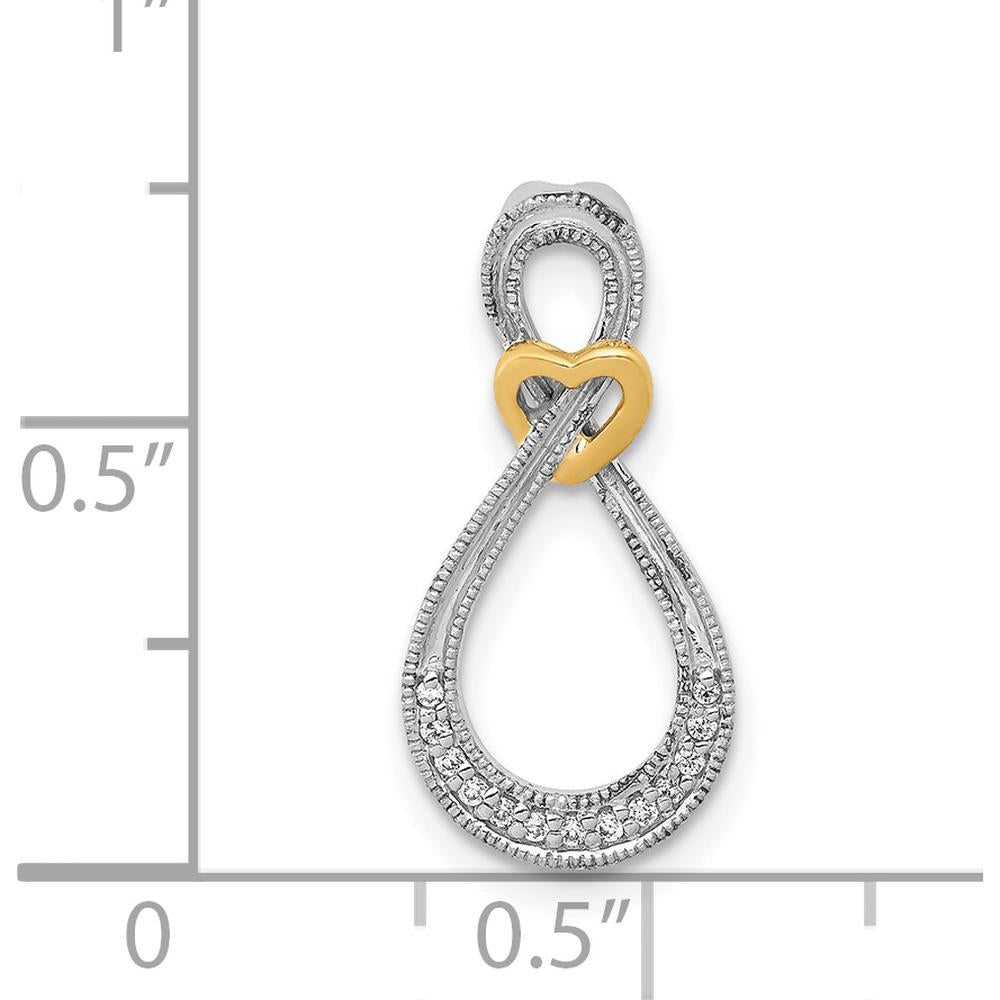 14K Two-Tone Gold Diamond Infinity Heart Pendant with Round Diamonds - 0.007 Carat Total Diamond Weight by Monteluci Fine Jewelry