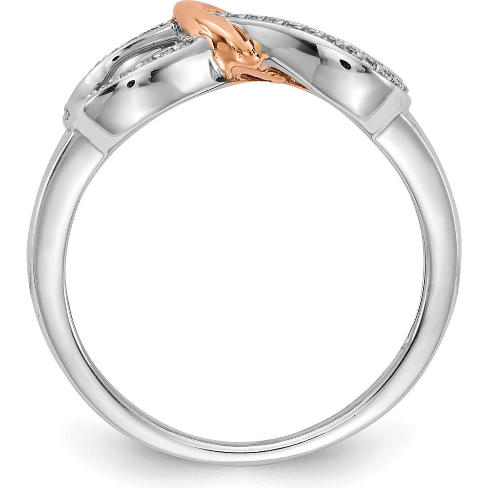 14K Two-Tone Gold Diamond Infinity Heart Ring with 24 Round Diamonds - 0.06 Carat Total Diamond Weight by 0
