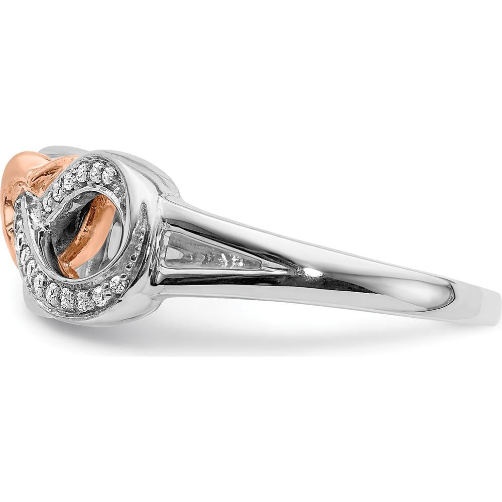 14K Two-Tone Gold Diamond Infinity Heart Ring with 24 Round Diamonds - 0.06 Carat Total Diamond Weight by 0