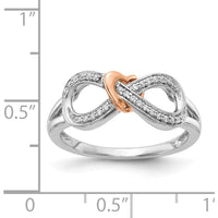 14K Two-Tone Gold Diamond Infinity Heart Ring with 24 Round Diamonds - 0.06 Carat Total Diamond Weight by 0