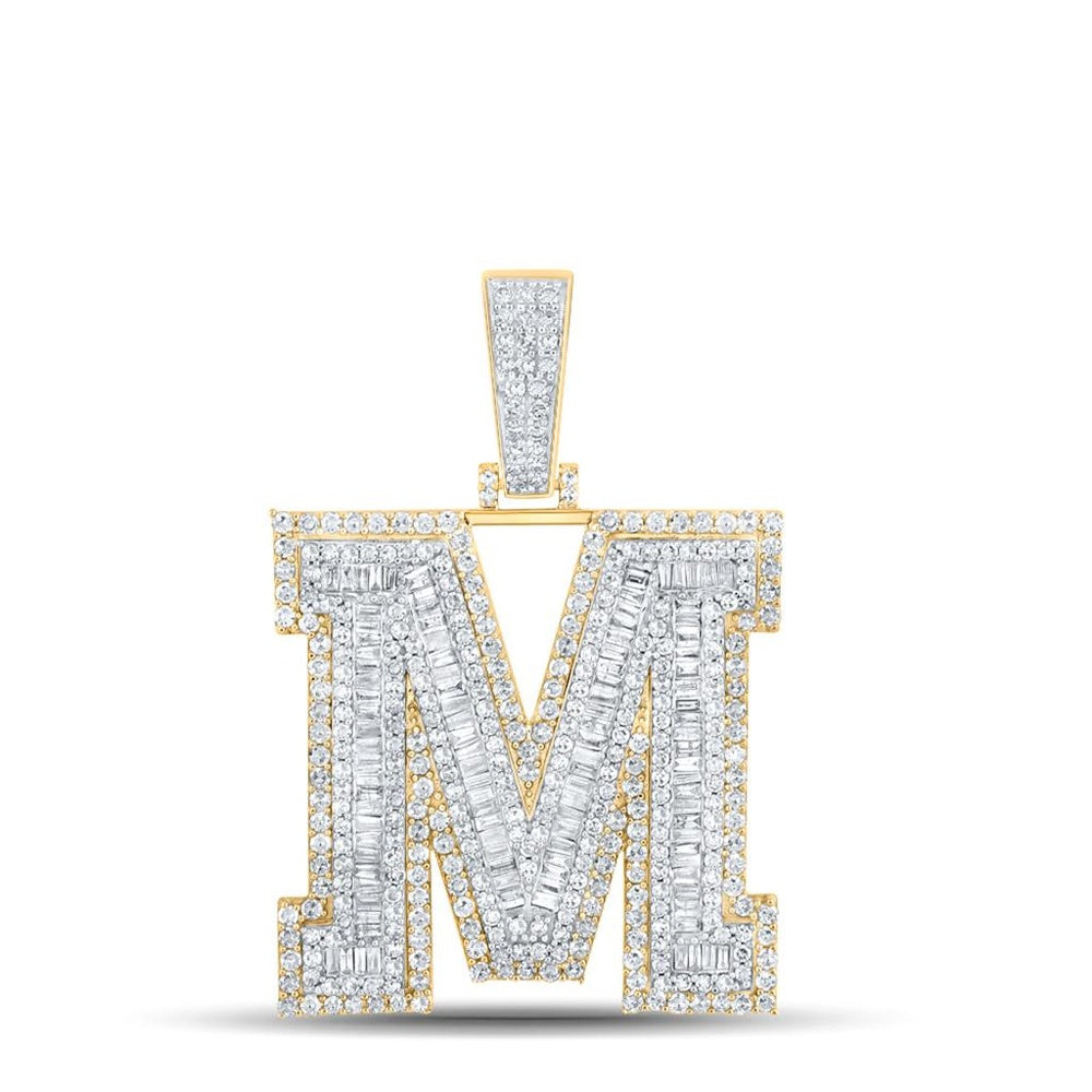 14K Two-Tone Gold Diamond Initial L Pendant - 2 and 7/8 Carat Total Diamond Weight