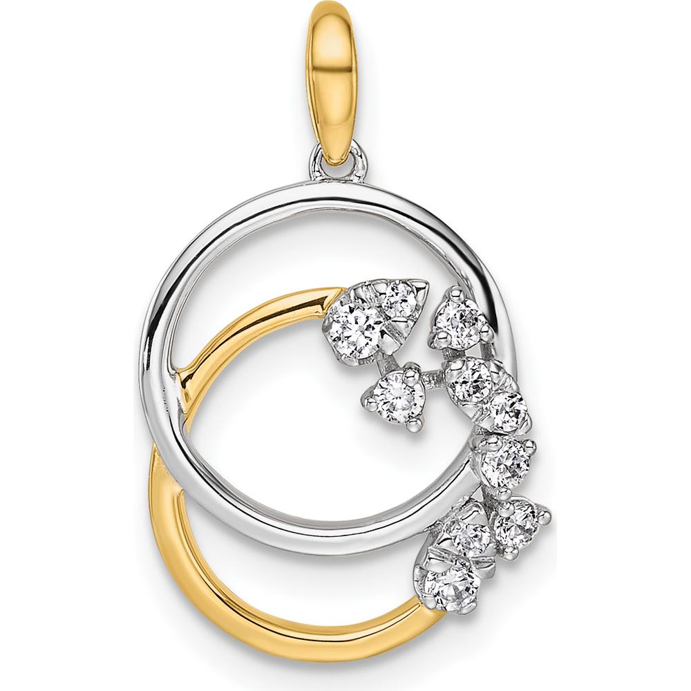 14K Two-Tone Gold Diamond Intertwined Circles Pendant - 0.18 Carat Total Diamond Weight by Oro Pregiato