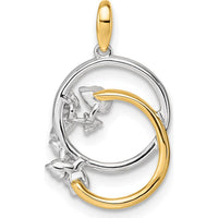 14K Two-Tone Gold Diamond Intertwined Circles Pendant - 0.18 Carat Total Diamond Weight by Oro Pregiato