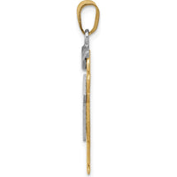 14K Two-Tone Gold Diamond Kiss Pendant with Boy and Hat Design - 0.015 Carat Total Diamond Weight by Oro Pregiato