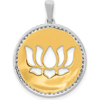 14K Two-Tone Gold Diamond Lotus Flower Pendant with 50 Round Diamonds - 0.25 Carat Total Diamond Weight by Monteluci Fine Jewelry