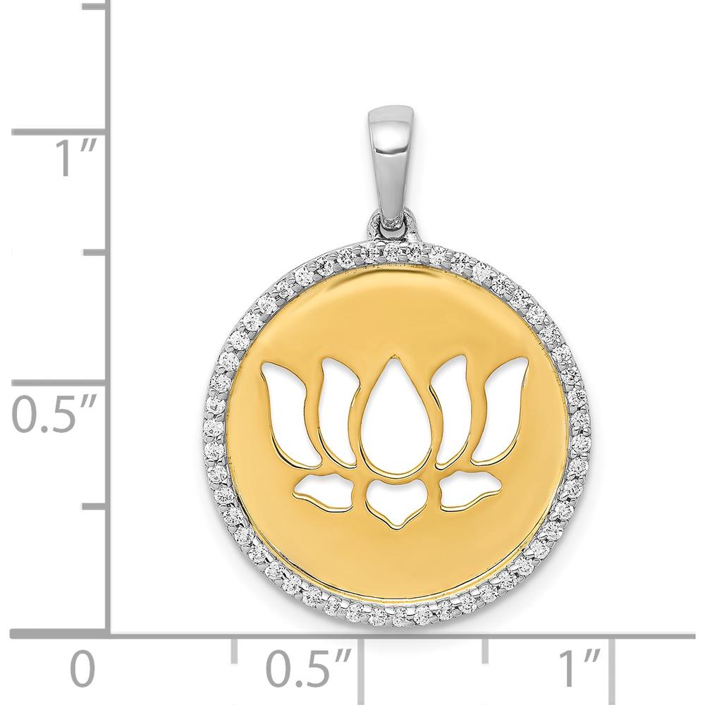 14K Two-Tone Gold Diamond Lotus Flower Pendant with 50 Round Diamonds - 0.25 Carat Total Diamond Weight by Monteluci Fine Jewelry