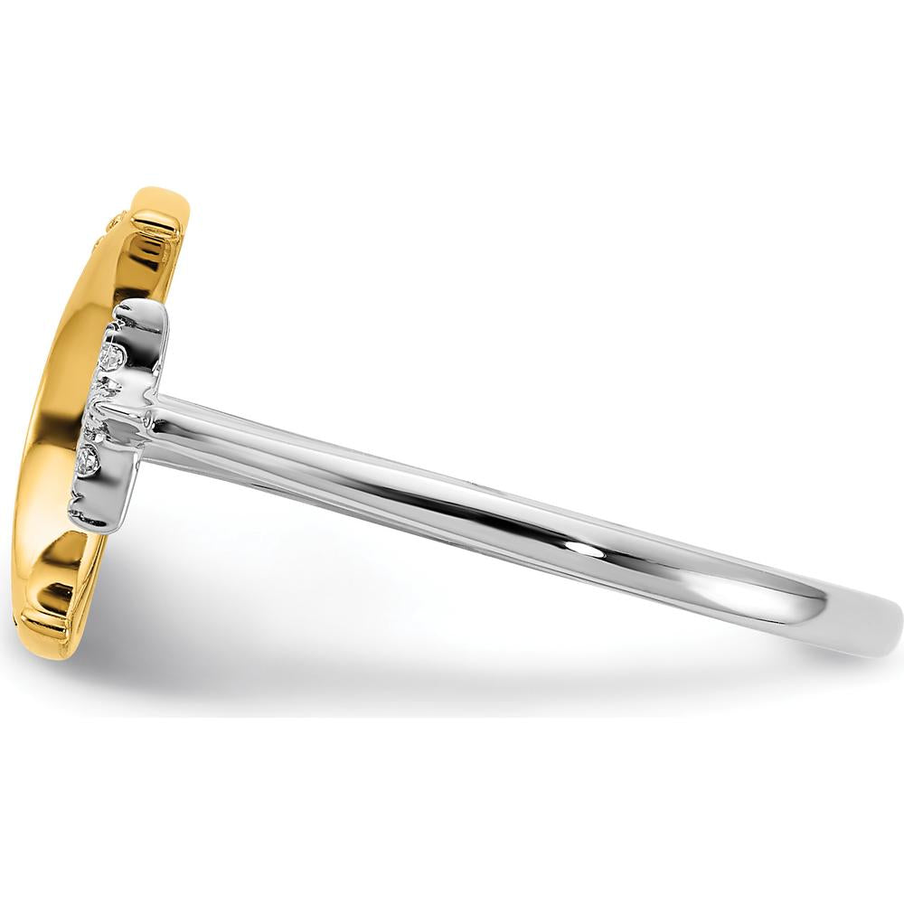 14K Two-Tone Gold Diamond Moon and Star Ring with Natural Round Diamonds by 0