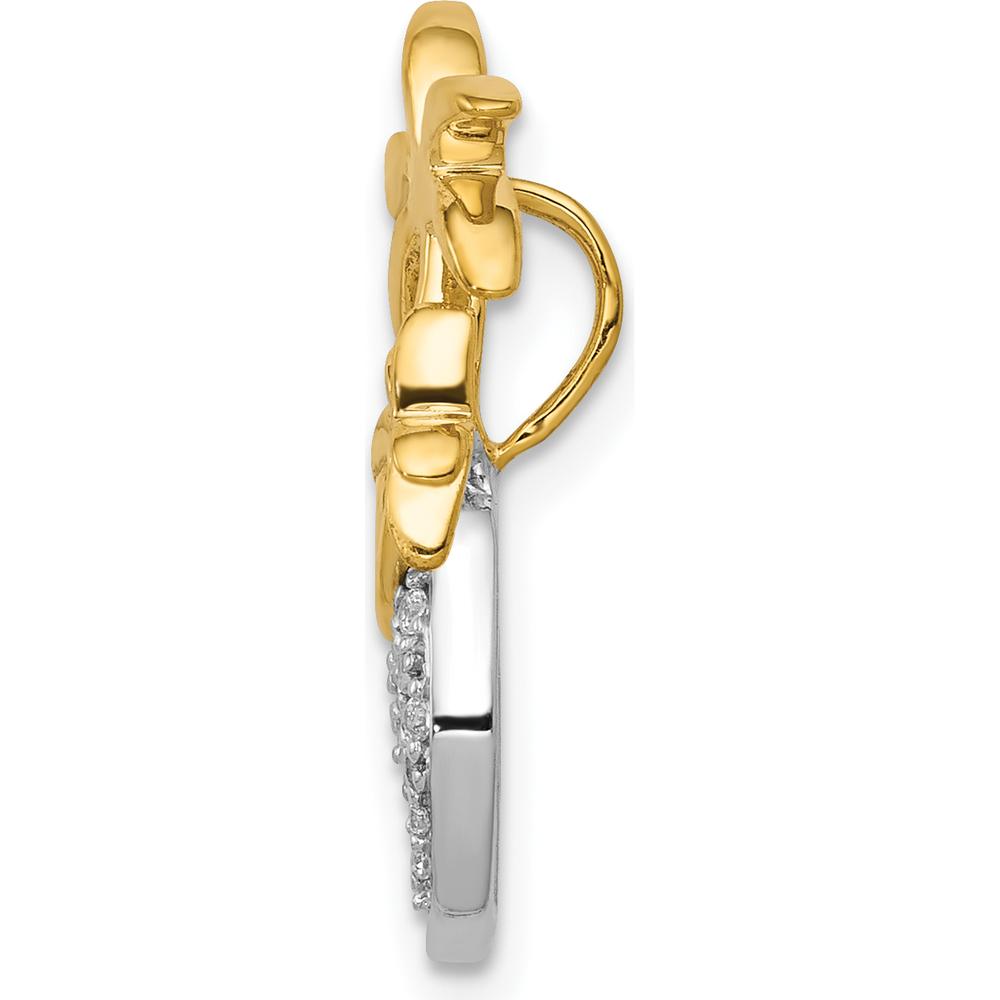 14K Two-Tone Gold Diamond Palm Tree and Wave Pendant Slide - 0.012 Carat Total Diamond Weight by Monteluci Fine Jewelry