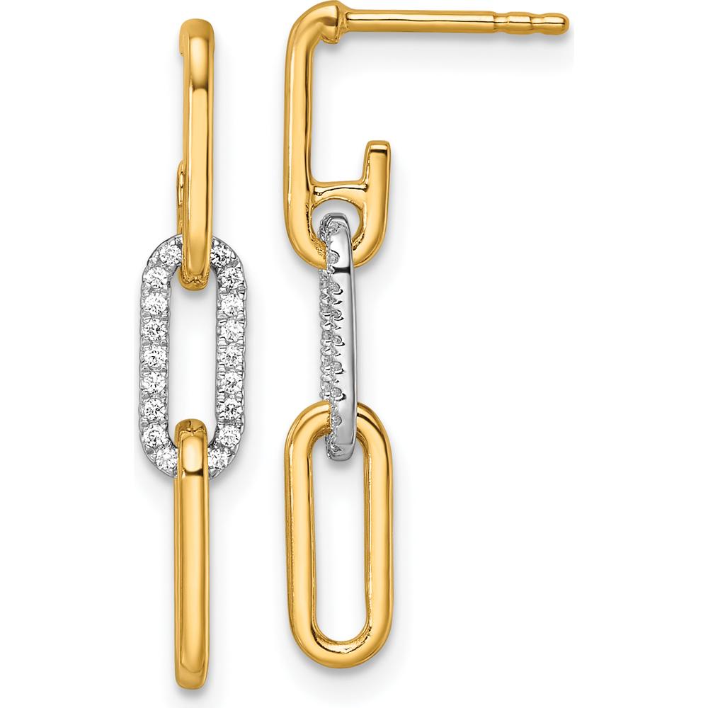 14K Two-Tone Gold Diamond Paperclip Link Dangle Earrings - 0.50 Carats Total Diamond Weight by Oro Pregiato