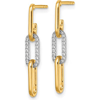 14K Two-Tone Gold Diamond Paperclip Link Dangle Earrings - 0.50 Carats Total Diamond Weight by Oro Pregiato