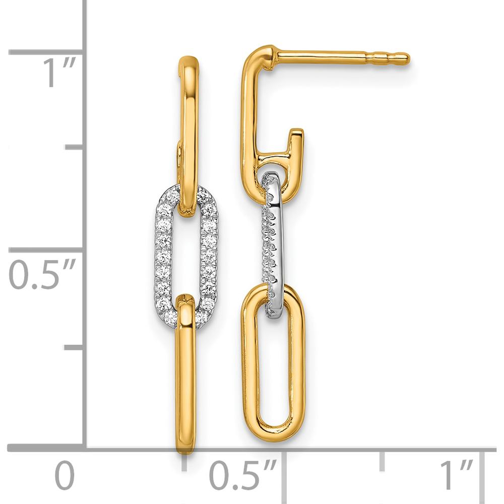 14K Two-Tone Gold Diamond Paperclip Link Dangle Earrings - 0.50 Carats Total Diamond Weight by Oro Pregiato