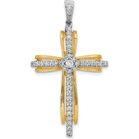 14K Two-Tone Gold Diamond Passion Cross Pendant - 1/3 Carat Total Diamond Weight by Monteluci Fine Jewelry