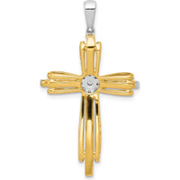 14K Two-Tone Gold Diamond Passion Cross Pendant - 1/3 Carat Total Diamond Weight by Monteluci Fine Jewelry