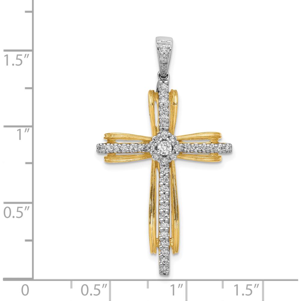 14K Two-Tone Gold Diamond Passion Cross Pendant - 1/3 Carat Total Diamond Weight by Monteluci Fine Jewelry
