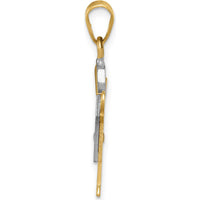 14K Two-Tone Gold Diamond Pendant with Boy Motif and Faceted Round Diamond - 0.015 Carat Diamond Weight by Oro Pregiato