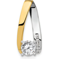 14K Two-Tone Gold Diamond Pendant with Channel Set Round Diamonds - 0.039 Carat Total Diamond Weight by Monteluci Fine Jewelry