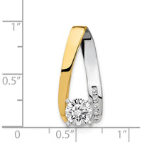 14K Two-Tone Gold Diamond Pendant with Channel Set Round Diamonds - 0.039 Carat Total Diamond Weight by Monteluci Fine Jewelry