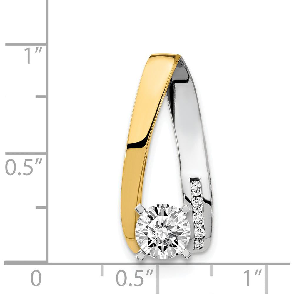 14K Two-Tone Gold Diamond Pendant with Channel Set Round Diamonds - 0.039 Carat Total Diamond Weight by Monteluci Fine Jewelry