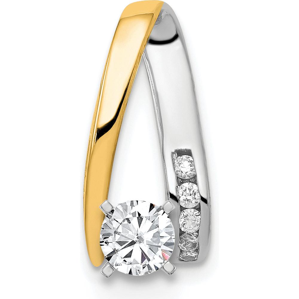 14K Two-Tone Gold Diamond Pendant with Peg-Set Round Diamonds - 0.07 Carat Total Diamond Weight by Monteluci Fine Jewelry