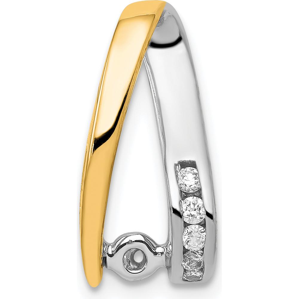 14K Two-Tone Gold Diamond Pendant with Peg-Set Round Diamonds - 0.07 Carat Total Diamond Weight by Monteluci Fine Jewelry