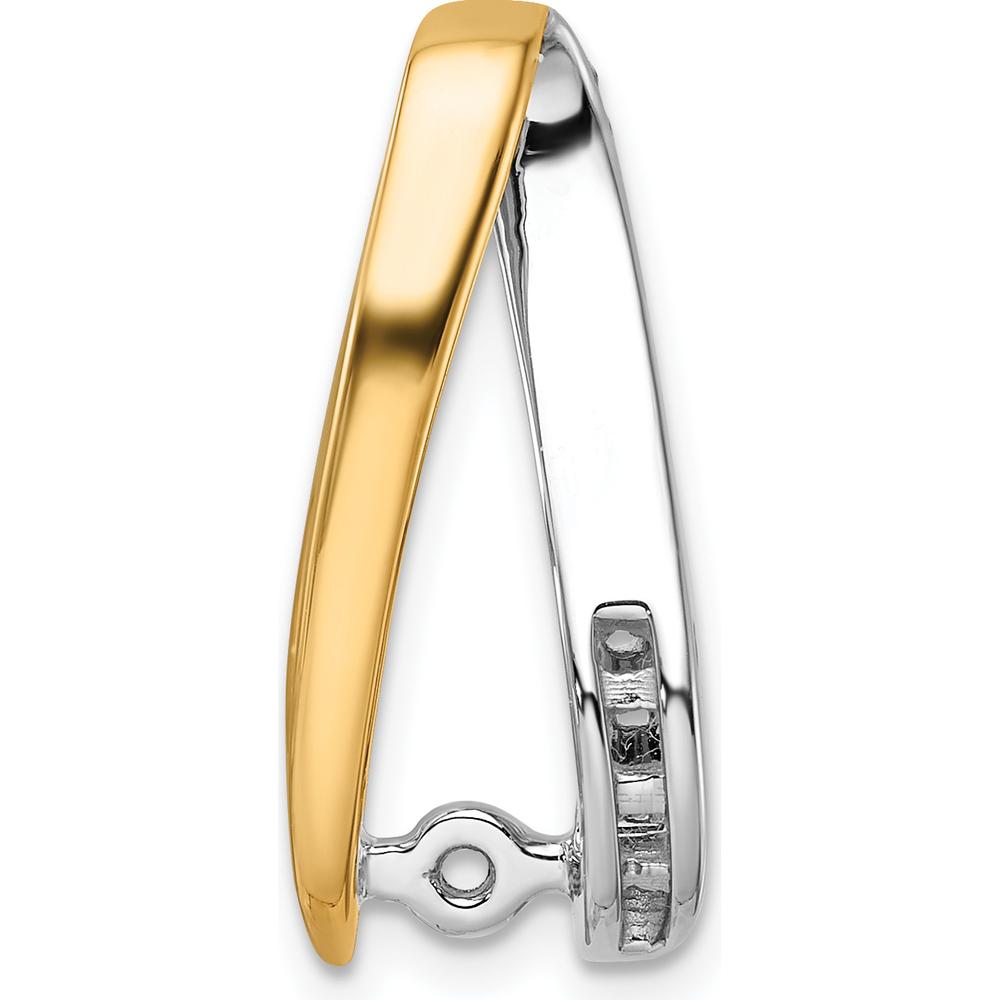 14K Two-Tone Gold Diamond Slide Mounting with Peg-Set and Channel Setting for Omega Pendant - Fits Up to 6mm Omega by Oro Pregiato