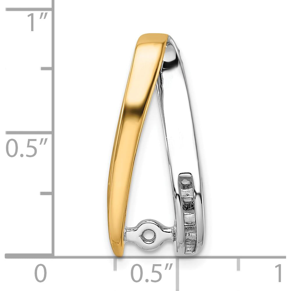 14K Two-Tone Gold Diamond Slide Mounting with Peg-Set and Channel Setting for Omega Pendant - Fits Up to 6mm Omega by Oro Pregiato