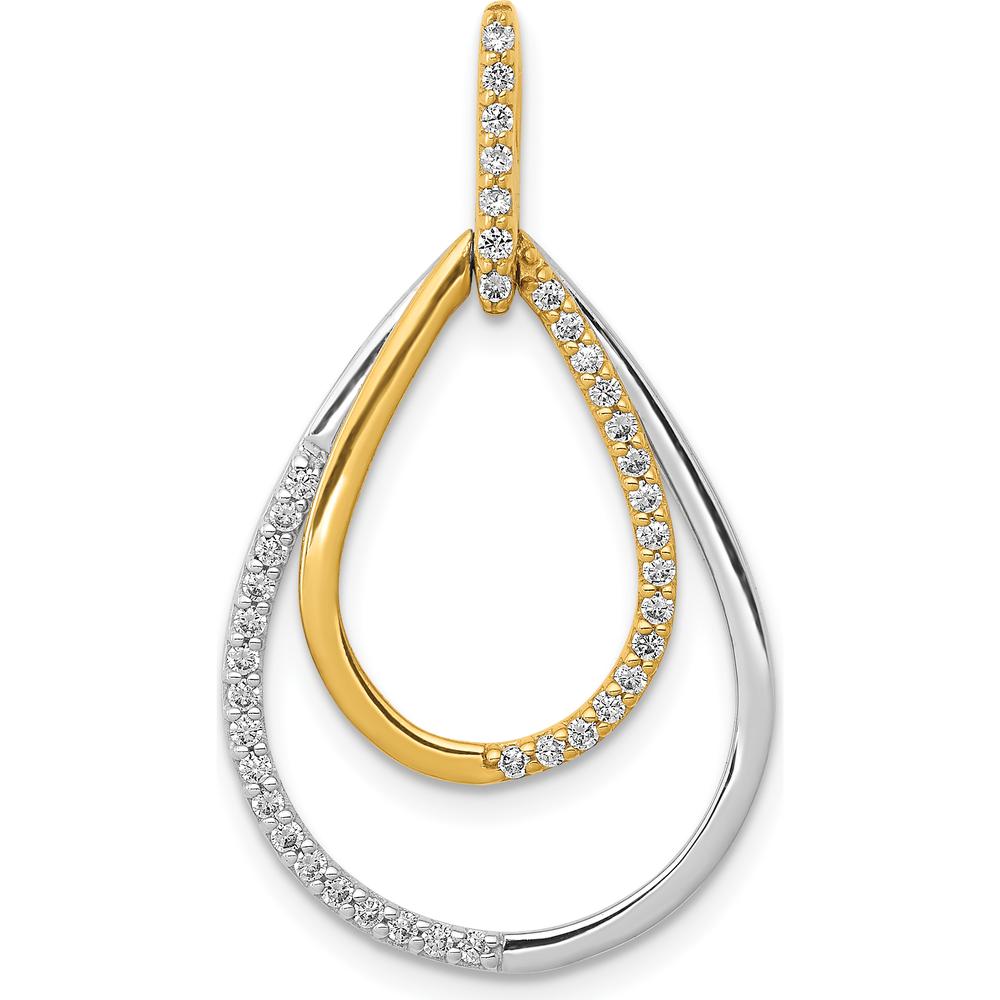 14K Two-Tone Gold Diamond Teardrop Pendant - 0.25 Carat Total Diamond Weight by Monteluci Fine Jewelry