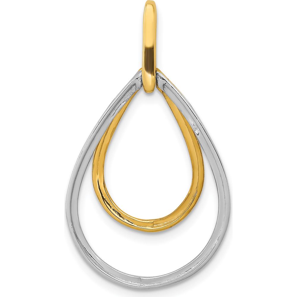 14K Two-Tone Gold Diamond Teardrop Pendant - 0.25 Carat Total Diamond Weight by Monteluci Fine Jewelry