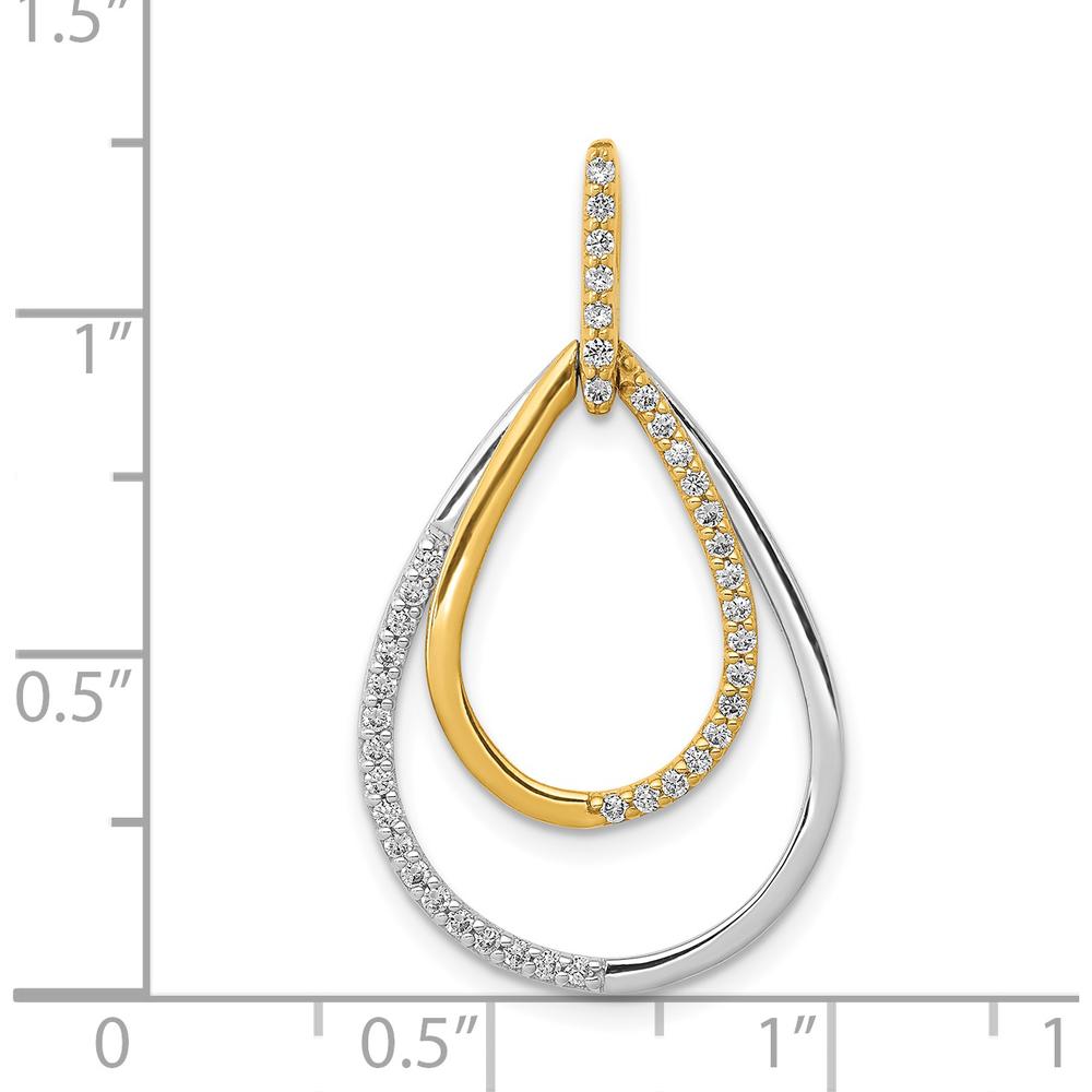 14K Two-Tone Gold Diamond Teardrop Pendant - 0.25 Carat Total Diamond Weight by Monteluci Fine Jewelry